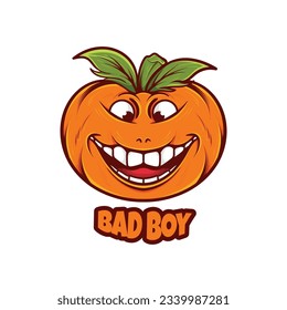 orange or pumpkin icon logo mascot illustration design with various unique expressions