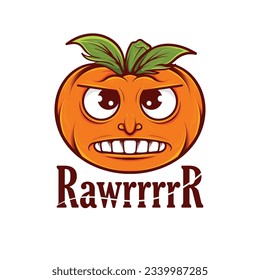 diseño de imagen de mascota con icono naranja o calabaza con diversas expresiones únicas