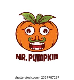 orange or pumpkin icon logo mascot illustration design with various unique expressions