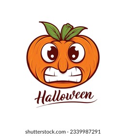 orange or pumpkin icon logo mascot illustration design with various unique expressions