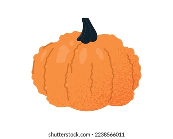 Orange pumpkin icon. Sticker for social media and messengers. Symbol of holiday of fear and horror, culture and traditions and Halloween. Vegetable, natural product. Cartoon flat vector illustration