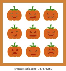 Orange pumpkin icons for Halloween. Vector illustration. EPS10