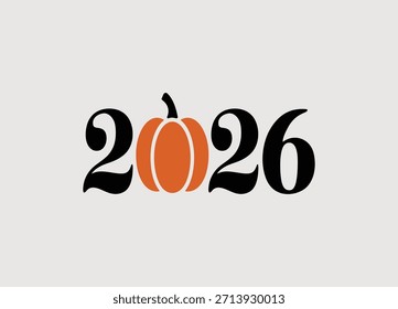 Calabaza naranja integrada en el diseño de texto audaz del año 2026