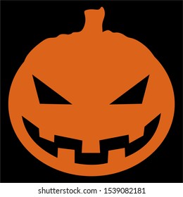 
Orange Pumpkin isolated with black background. . flat design vector illustration. Cute icon