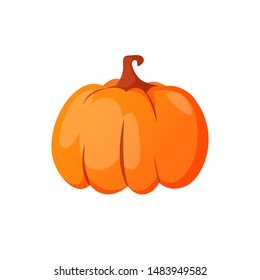 Orange pumpkin isolated design element. Simple shaped autumn vegetable. 