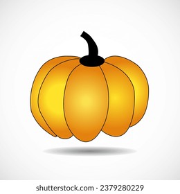 Orange pumpkin isolated on white background. Halloween illustration sign. Vector logo
