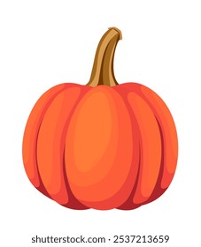 Orange pumpkin isolated on a white background. Vector illustration. Hand-drawn illustration, not AI