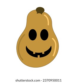 Calabaza naranja sobre fondo blanco. Elemento para el diseño de tarjetas, carteles, invitaciones para el Día de Todos los Santos de Halloween
