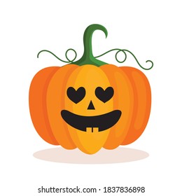 Orange pumpkin lantern with a scary face for Halloween. Festive decoration. Cartoon isolated vector illustration on white background