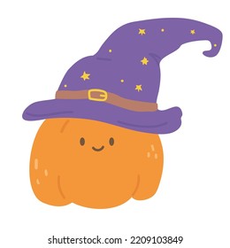 Orange pumpkin with magic hat