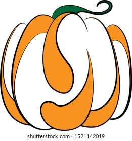Orange pumpkin on white background. Vector illustration.