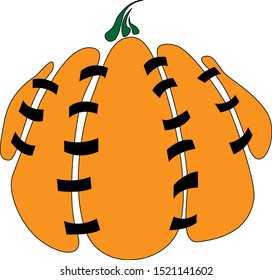 Orange pumpkin on white backroad. Vector illustration.