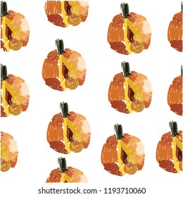 Orange pumpkin pattern. Autumn halloween pumpkin, vegetable graphic pattern ,isolated on white background.