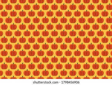Orange Pumpkin pattern. Pumpkin wallpaper background for Harvest festival, Thanksgiving day or Halloween. Vector illustration