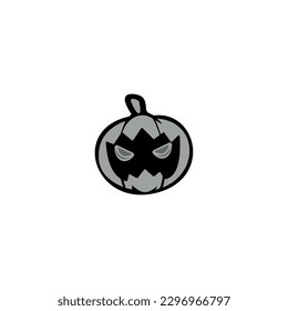Orange pumpkin with scary smile. Vector illustration for design, postcards, banner.