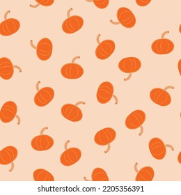 orange pumpkin seamless pattern beige fabric textile design veggies background pumpkin square backdrop