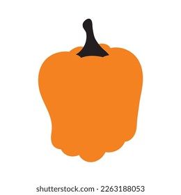 Orange pumpkin silhouette with black tail. isolated on a white background. Flat design style. clipart. vector illustration