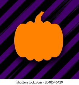 Orange pumpkin silhouette on purple background. Vector illustration.