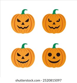 Orange pumpkin with smile design for Halloween holiday. pumpkin icon set. ector illustrator