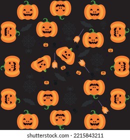 Orange pumpkin with smile for your design for Halloween. Vector 
