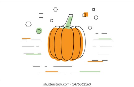 Orange pumpkin.  In trendy linear style