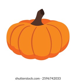 Orange pumpkin vector, pumpkin clip art, flat design illustration, isolated on white background, fall pumpkins clip art, clip art of pumpkin