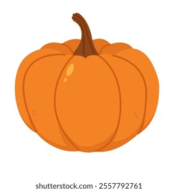 Orange pumpkin vector, flat design illustration, orange pumpkin clip art, isolated on white background
