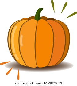 Orange pumpkin vector illustration. Autumn Halloween or Thanksgiving pumpkin, vegetable graphic icon.