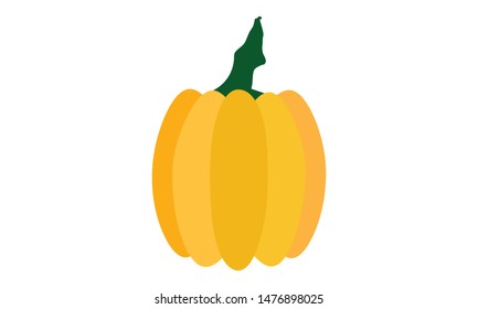 Orange pumpkin vector illustration. Autumn halloween pumpkin, isolated on white background ,vegetable graphic icon or print.