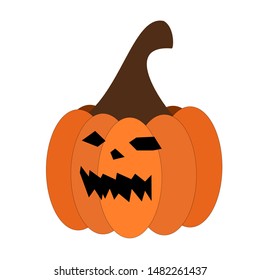 Orange pumpkin vector illustration. Autumn halloween pumpkin, vegetable graphic icon or print, isolated on white background.