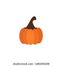 Orange pumpkin vector illustration. Autumn halloween pumpkin, vegetable graphic icon or print, isolated on white background.