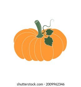 Orangefarbene Kürbis, Vektorgrafik. Herbstdankkürbis, Kürbiskosmetik Gemüsebildsymbol oder -druck einzeln.