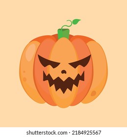 Orange pumpkin vector illustration. Autumn halloween pumpkin, vegetable graphic icon or print. Thanksgiving day farm harvest pictogram, closeup of squash, vegetable