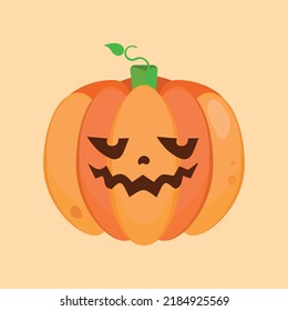 Orange pumpkin vector illustration. Autumn halloween pumpkin, vegetable graphic icon or print. Thanksgiving day farm harvest pictogram, closeup of squash, vegetable