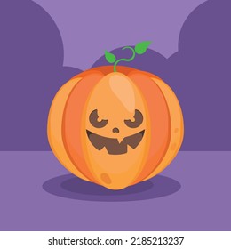 Orange pumpkin vector illustration. Autumn halloween pumpkin, vegetable graphic icon or print. Thanksgiving day farm harvest pictogram, closeup of squash, vegetable
