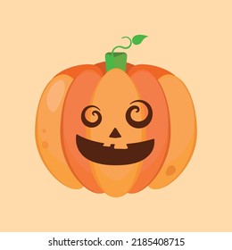 Ilustración vectorial de calabaza naranja. Calabaza de halloween de otoño, icono gráfico vegetal o huella. Pictograma de cosecha de granjas del día de Acción de Gracias, cierre de calabazas, verduras