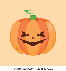 Orange pumpkin vector illustration. Autumn halloween pumpkin, vegetable graphic icon or print. Thanksgiving day farm harvest pictogram, closeup of squash, vegetable