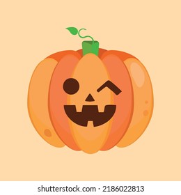 Orange pumpkin vector illustration. Autumn halloween pumpkin, vegetable graphic icon or print. Thanksgiving day farm harvest pictogram, closeup of squash, vegetable