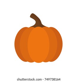 Orange pumpkin vector illustration. Autumn halloween or thanksgiving pumpkin, squash vegetable graphic icon or print, isolated on white background.