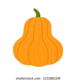 Ilustración vectorial de calabaza naranja. Alimentos frescos y saludables. Nutrición vegetariana. Ingrediente orgánico para ensalada. Squash para Halloween o Acción de Gracias.