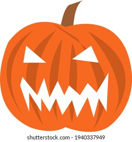 orange pumpkin vector illustration in hallowen style. Can be used for print, banner, wallpaper, additional elements, etc.