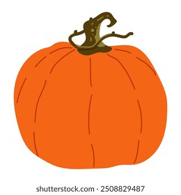 Orange pumpkin vector illustration isolated on a white background.