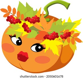 Orange Pumpkin. Vector vegetable illustration isolated on white background.