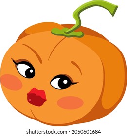Orange Pumpkin. Vector vegetable illustration isolated on white background.