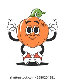Orange pumpkin vegetable groovy character