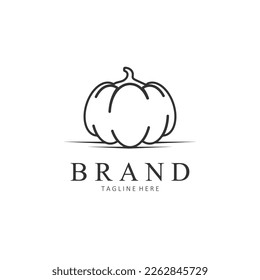 Orange Pumpkin Vegetable Logo Icon. Vector Illustration Flat Design.