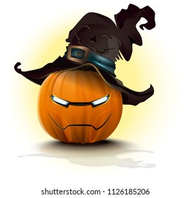 Orange Pumpkin Yellow Halloween White background