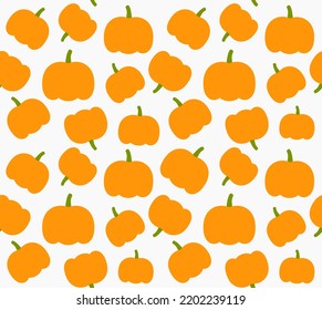 Orange pumpkins autumn seamless pattern. Vector illustration.