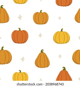 Orange pumpkins cartoon pattern. Seamless texture for textile, fabric, apparel, wrapping, paper, stationery.