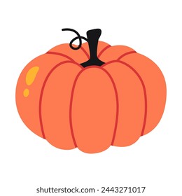 Orange pumpkins, cartoon style. Vector illustration isolated on white background, hand drawn, flat design